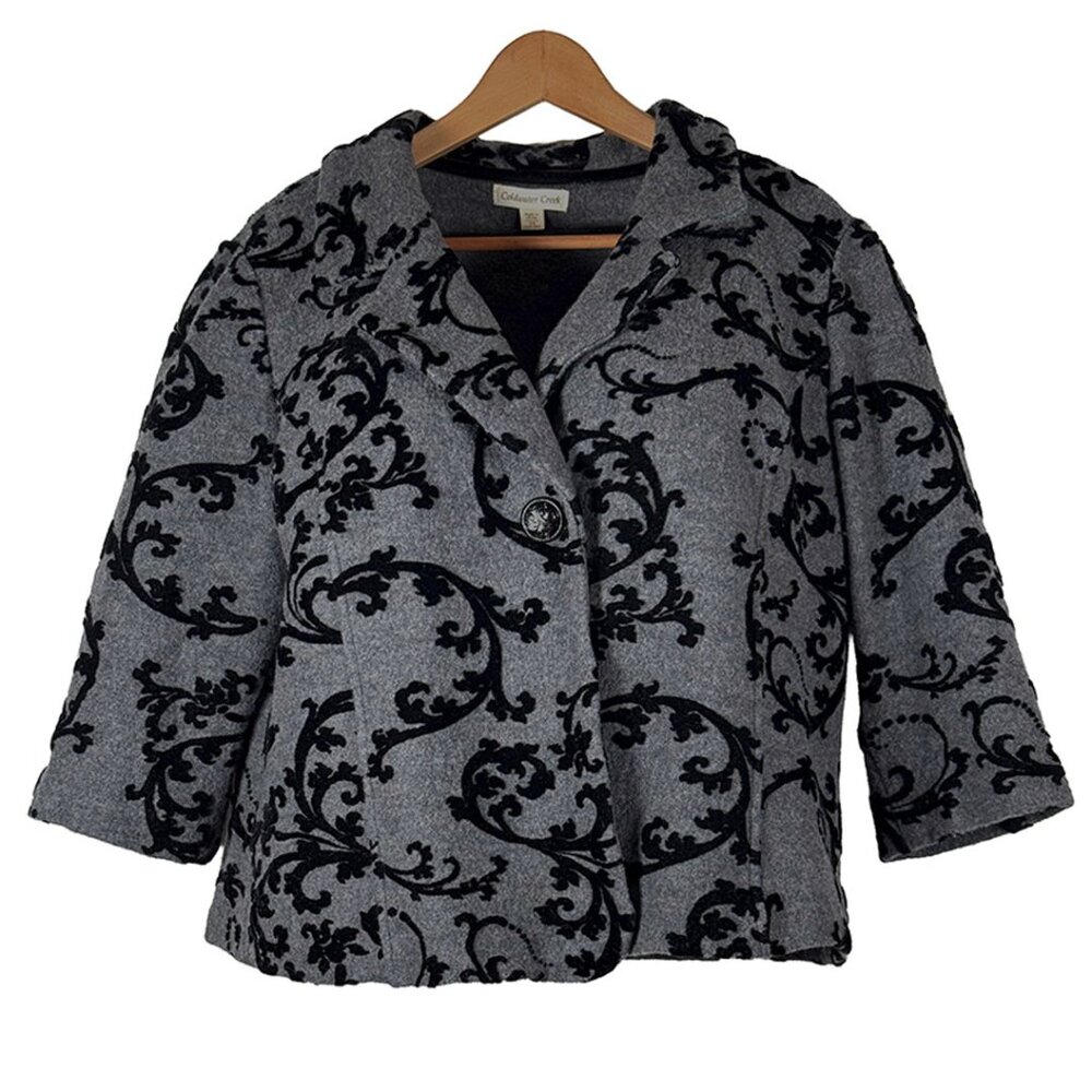 Coldwater Creek Wool Blazer Jacket | 16W-18W | Velvety accents | 3/4 sleeve